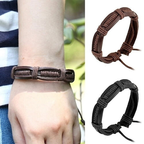 Pulseira rígida clássica de couro trançado 1