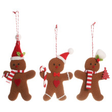 Décoration de sapin de Noël en forme de bonhomme en pain d'épice (3 pièces)