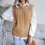 Women's sleeveless sweater vest khaki solid 5