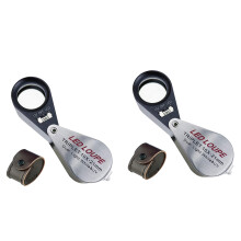 2pcs 10X Magnification Jeweler Loupe Triplet Lens Magnifier with 6 LED UV Light 21mm for Gems, Jewelry, Coins, Stamps