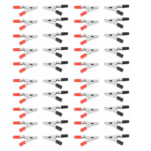 40 Pcs 50mm Plastic Handle Test Probe Metal Alligator Clips