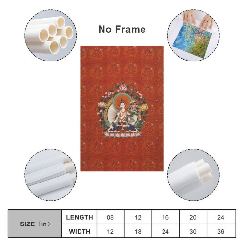 Vit Tara Thangka målningaffisch 20x30 tum 1