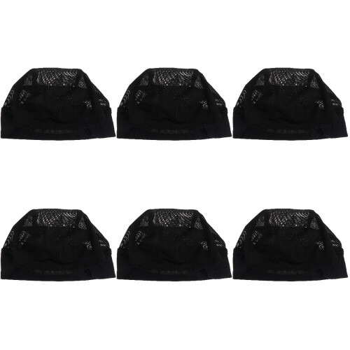 6Pièces Réseau Perruque Noir Stretch Confortable Et Durable