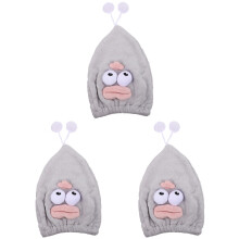 3Pièces Capuche Sèche- Gris Absorbante Pour Femmes Et Enfants