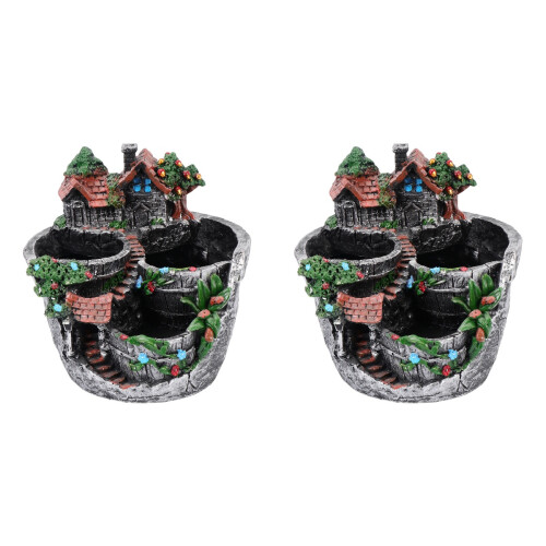 2Pièces Cache-Pot Résine Ornement