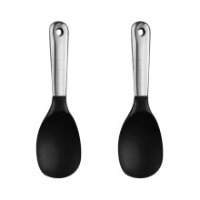 2Pièces Ustensiles Cuisine Cuillères Silicone Noir Résistantes
