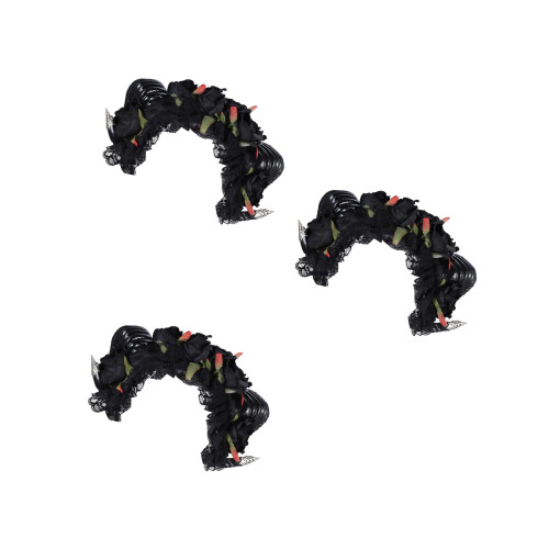 3Pièces Headbands Corne Argentée Et Rose Décor Gothique Halloween