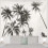 White tapestry wall hanging with black and white palm 4