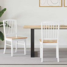 vidaXL Dining Chairs 2 pcs White 50 x 52.5 x 91 cm Solid Rubber Wood