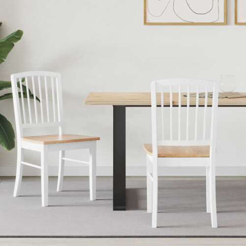 VidaXL vidaXL Dining Chairs 2 pcs White 50 x 52.5 x 91 cm Solid Rubber Wood