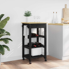 vidaXL Kitchen Trolley MONZA Black 48 x 40 x 88.5 cm Solid Pine Wood