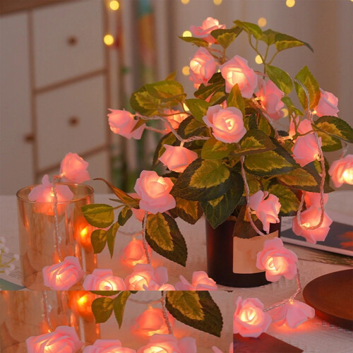 LED Rose String Lights Pink 6m 40-Light USB 1