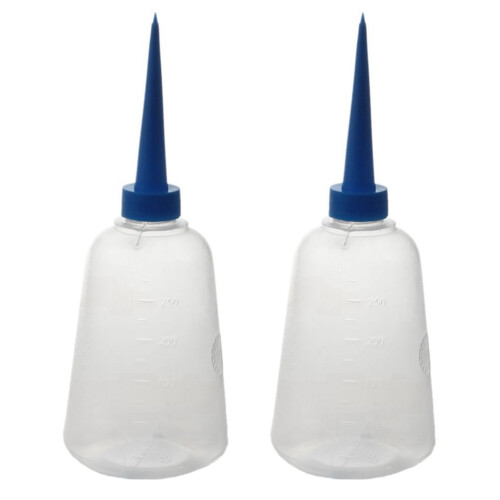 2X 250Ml Clear White  Plastic Liquid Glue Applicator Bottle