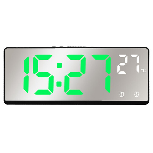 LED digital alarm clock white with snooze night light date 2