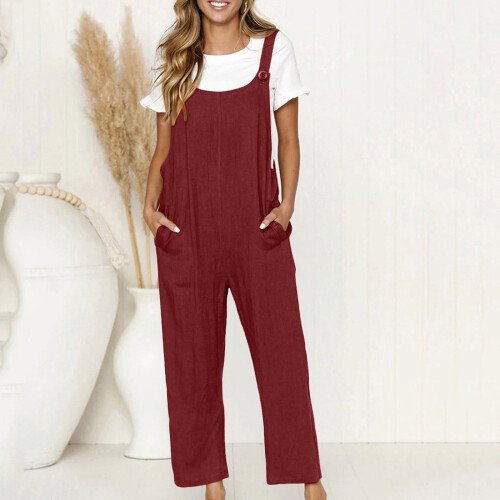 Dame hørjumpsuit med lommer, afslappet 1