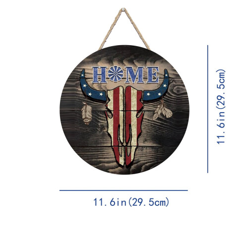 Placa de madeira rústica americana com laço vermelho, 30x20 cm (12x8 polegadas) 2