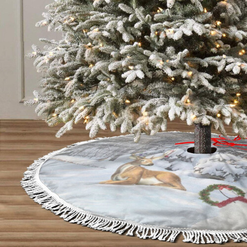 Saia para árvore de Natal com franjas de renda, 122 cm (48 polegadas) 2