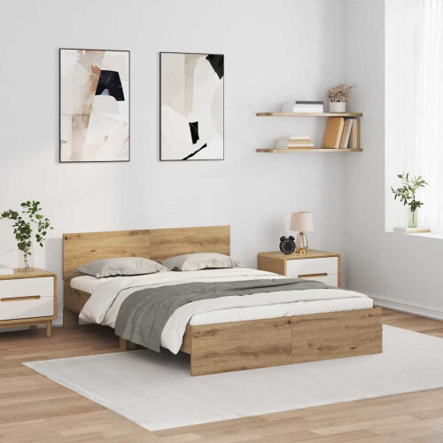 VidaXL vidaXL Bed Frame Artisan Oak 160 x 200 cm Engineered Wood