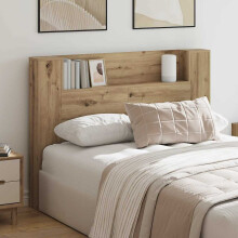 vidaXL Storage Headboard with LED Artisan Oak Engineered Wood