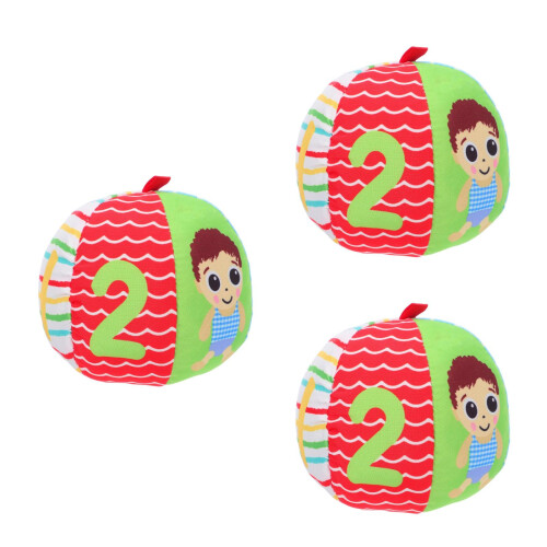 3Pièces Balles D'éveil Bébé En Tissu Coloré Faciles À Tenir