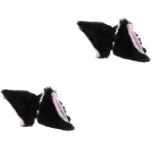 2Paires Adornements Oreilles Chat Peluche Pour Casque De Noir