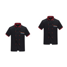 2Pièces Veste Chef Décontractée Courte Manche Anti-Huile Noir