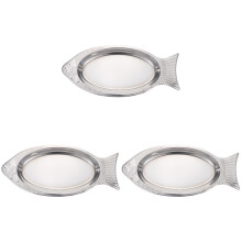 3Pièces Plateau Poisson Argenté Micro-Ondes Four