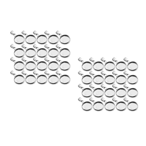 40Pièces Supports Pendentifs Argentés Ronds Accessoires DIY