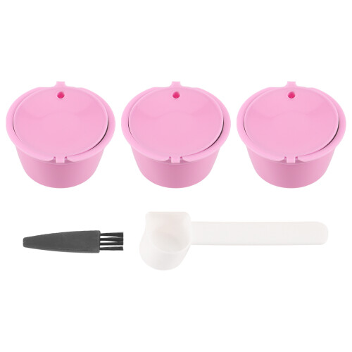 1Set Refillable Coffee Capsules Pods Reusable Coffee Filter Plastic with Spoon Brush High Quality