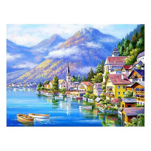 Adult Paint By Number Kits  Canvas 16X20 Inch DIY Acrylic Painting Kit for Kids & Adults Beginner - Small Boat Town