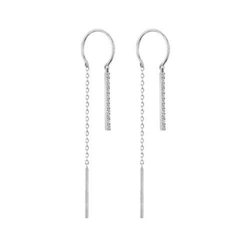 925 Silver Chain Piercing Drop Earring Long Chains Thread Pin Jewelry Silver-Color
