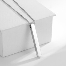 Stainless Steel Men'S Necklaces Personalized Bar Necklaces Bar Necklace Pendant Jewelry for Women Steel Color