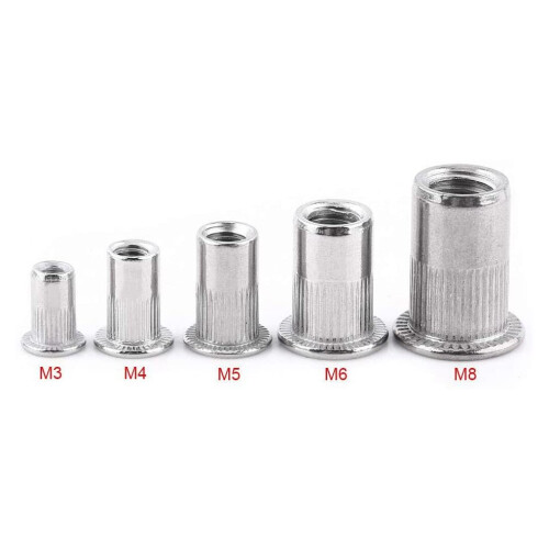 30 Pcs Flat  Blind Rivet Nuts Stainless Steel Metric Thread Insert Nut Nutsert Screw Blind Rivet Nut Set (M3)