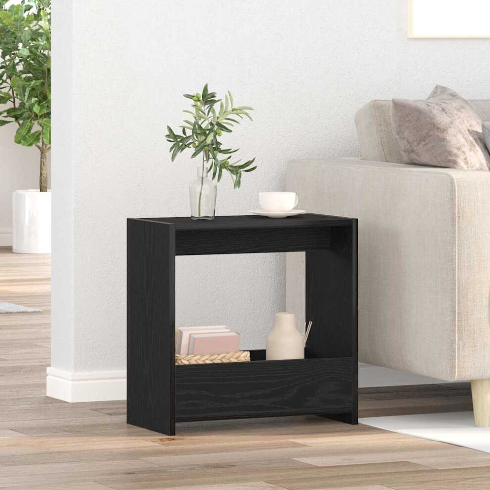 VIDAXL Side Table in Black Oak Finish 50 x 26 x 50 cm Engineered Wood Living Room Furniture - Image 3