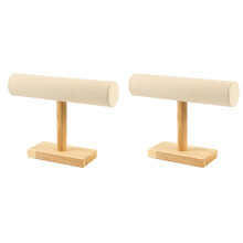 2Pièces Support Bracelet Beige En Bois Durable Surface