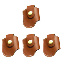 4Pièces Étui Cuir Marron Clair Multifonction Pour Briquet Voyage