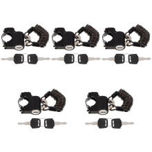 5Ensembles Serrure Casque Antivol Câble Acier Renforcé Noir
