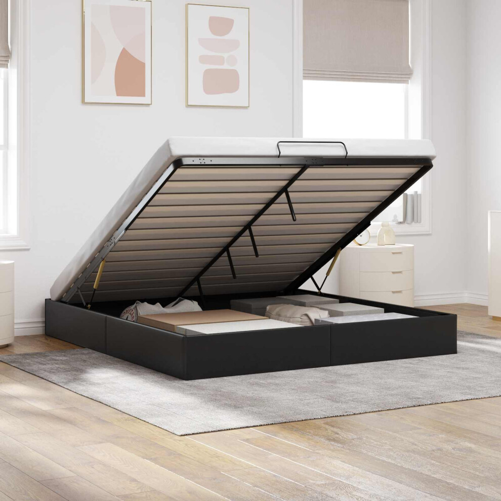 Vidaxl Ottoman Bed Frame Black King Size Faux Leather