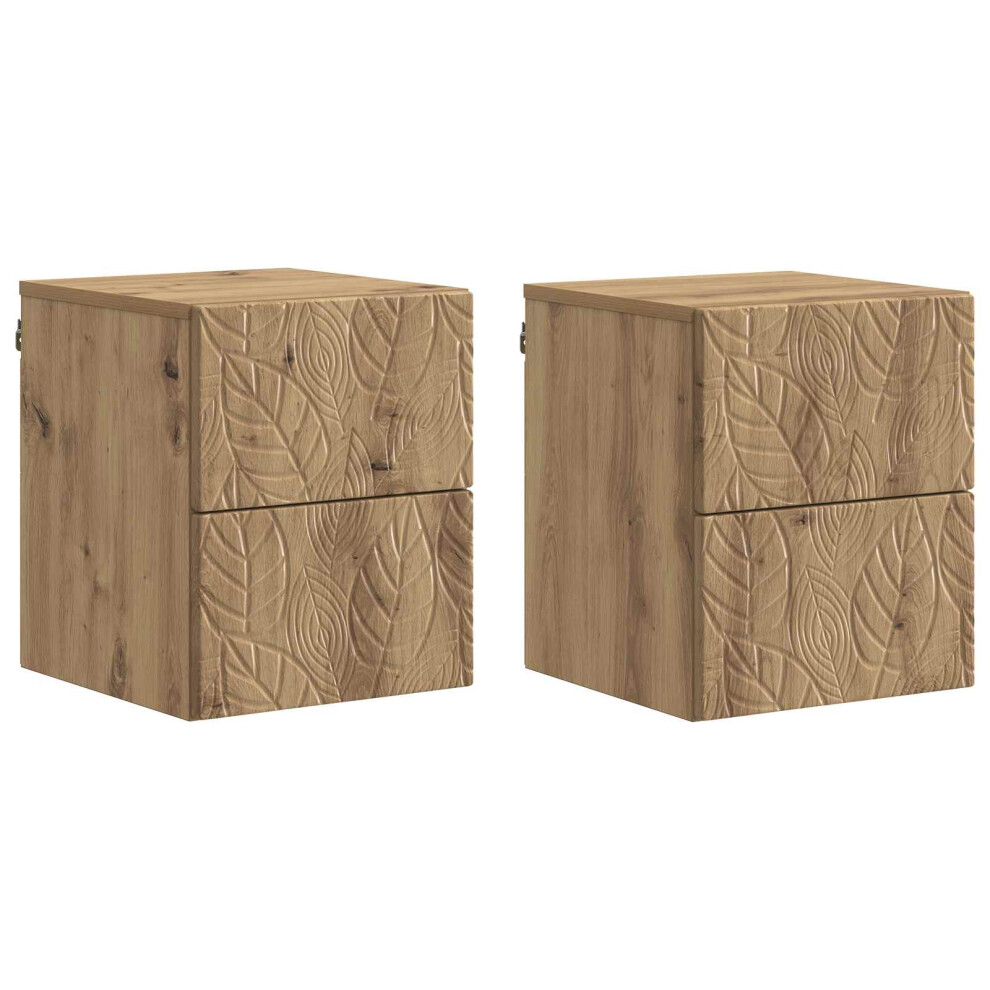 Vidaxl Wall-Mounted Bedside Cabinet 2 Pcs Artisan Oak