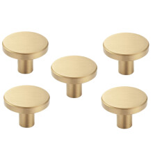 5 Pcs Gold Cabinet Knobs Pure Copper Decorative Round Knobs Handle Pulls Wall Hook Hardware for Kitchen Cabinets