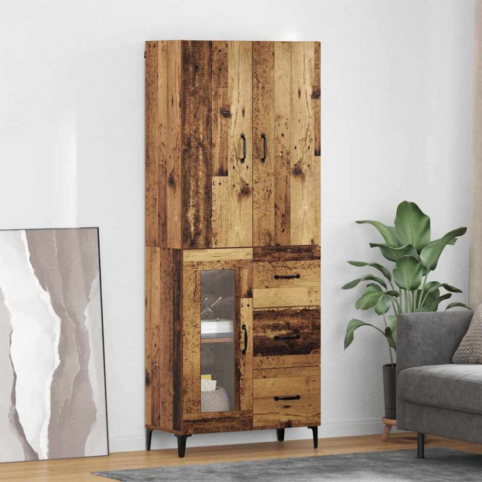 Vidaxl Highboard Old Wood 69.5 X 34 X 180 Cm Engineered Wood