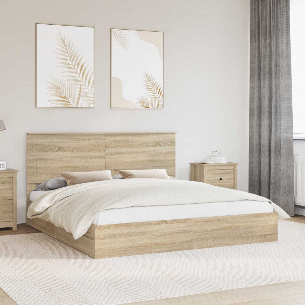Vidaxl Storage Bed With Drawer Sonoma Oak 180 X 200 Cm Engineered Wood