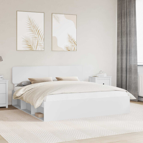 VidaXL vidaXL Bed Frame with Headboard White 180 x 200 cm Solid Pine Wood