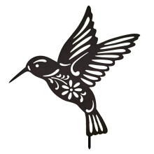 Vogelsilhouet Tuinpaal Acryl Zwarte Vogel Bloemenuitsparingen Tuinkunst Gazon Buiten Patio Huis Tuindecoratie