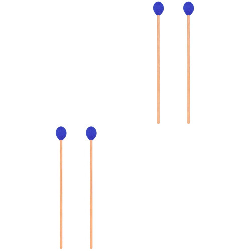 4Pièces Maillets Instrument Percussion Bois Laine Bleu Durable 2