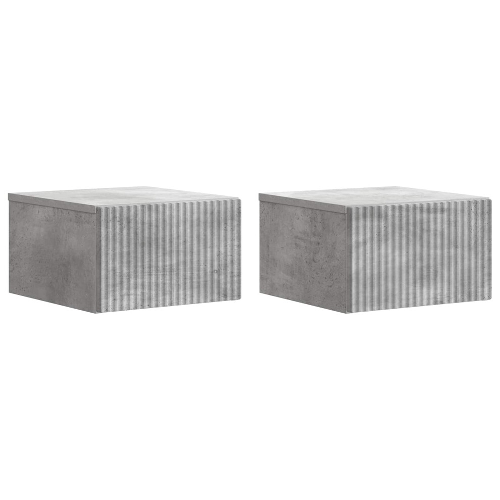 Vidaxl Wall-Mounted Bedside Cabinet With Drawer 2 Pcs Concrete Grey