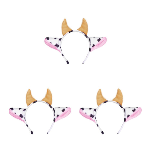 3Pièces Bandeau Animaux Vache Oreilles Cornes Idéal Pour 2