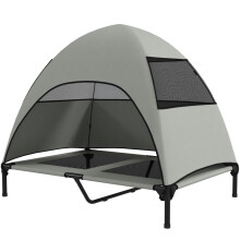 Caseta de exterior gris claro con techo para perros grandes.