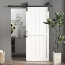 HOMCOM 183cm Sliding Barn Door Kit, Sliding Door with Track, White