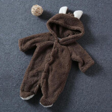 (Brown,6-9 Months)Baby Infant Boy Girl Romper Hooded Jumpsuit Bodysuit Outfits Clothes